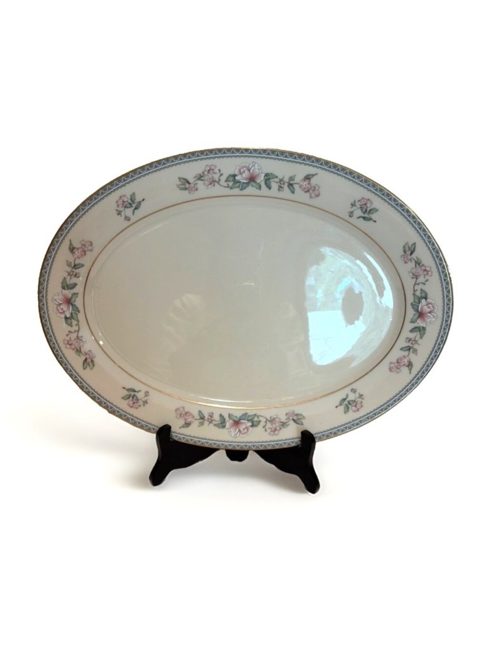 Vintage Lenox China Serenade 16" Oval Serving Platter Floral Made in USA Flaw